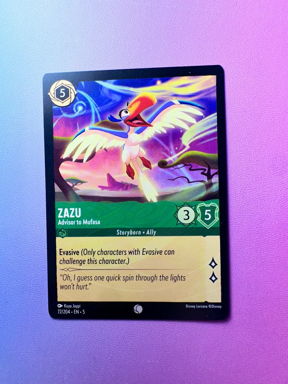 zazu [lion king] - 72/204 (common) — lorcana: shimmering skies